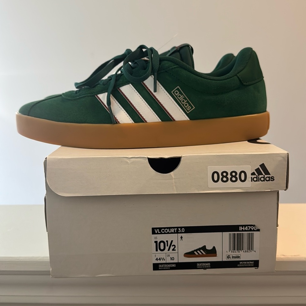 New adidas VL Court 3.0 'Dark Green Cloud White' Men's Shoes Size 10.5